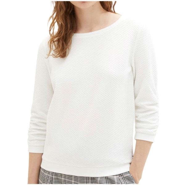 Tom Tailor Damen Sweatshirt mit Raffarm & Struktur