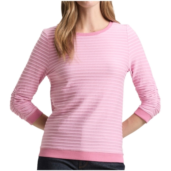 Tom Tailor Denim Damen Sweatshirt mit Raffarm & Streifenmuster