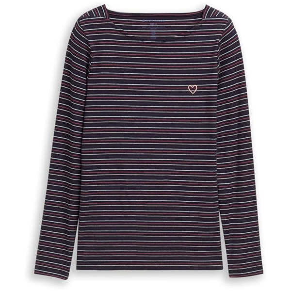 Tom Tailor Damen langarm Shirt mit Herz-Stickerei Longsleeve