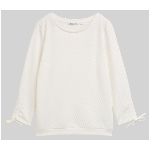 Tom Tailor Damen Sweatshirt mit Raffärmeln Slim Fit