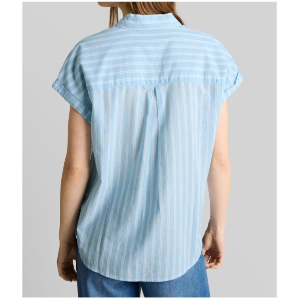 Tom Tailor Denim Damen kurzarm Bluse mit Streifenmuster