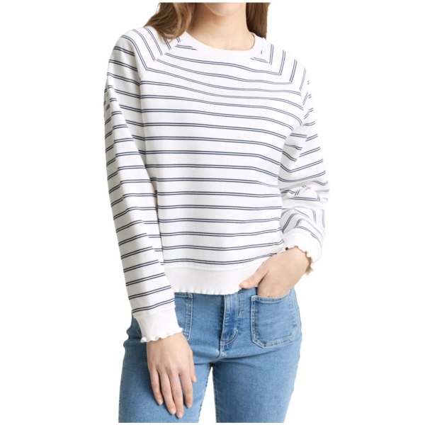Tom Tailor Damen Sweatshirt mit gewellten Rippbündchen