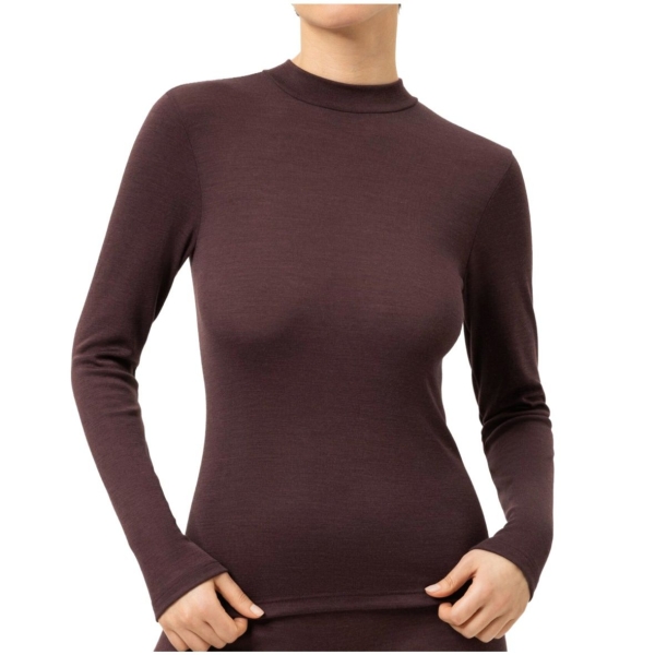 Nina von C. Wool Silk Langarm-Shirt mit Stehkragen Merinowolle/Seide Longsleeve