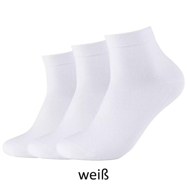 Camano Unisex Quarter Socken 3 Paar Ca-Soft ohne Gummidruck Bio-Cotton