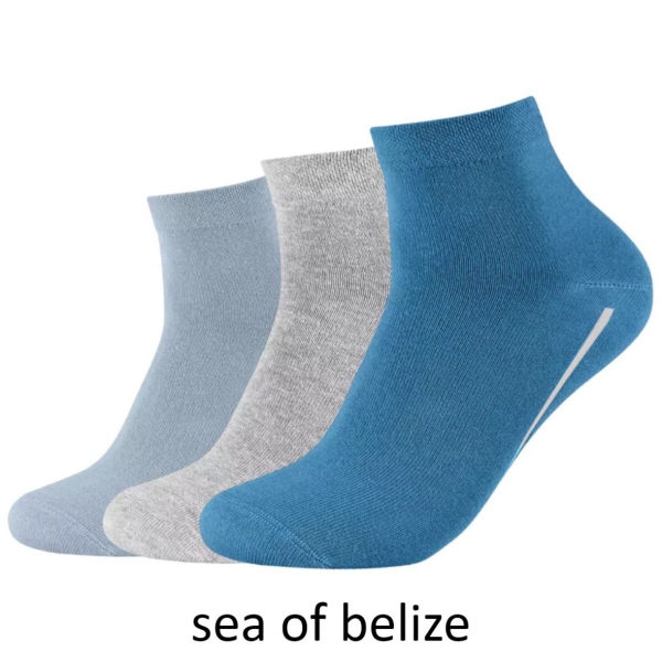Camano Unisex Quarter Socken 3 Paar Ca-Soft ohne Gummidruck Bio-Cotton