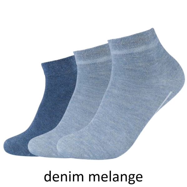 Camano Unisex Quarter Socken 3 Paar Ca-Soft ohne Gummidruck Bio-Cotton