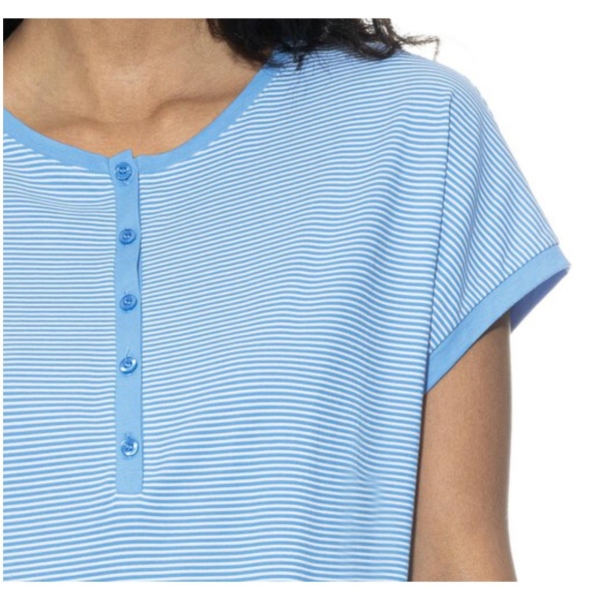 Mey Damen kurzarm Nachthemd Small Stripes Bigshirt mit Knopfleiste