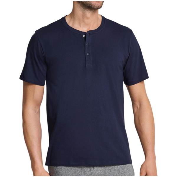Schiesser Herren Mix & Relax Langarmshirt Knopfleiste Schlafanzugoberteil