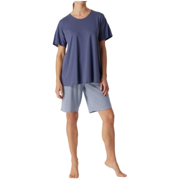 Schiesser Damen kurzer Schlafanzug Flared Fit Organic Cotton