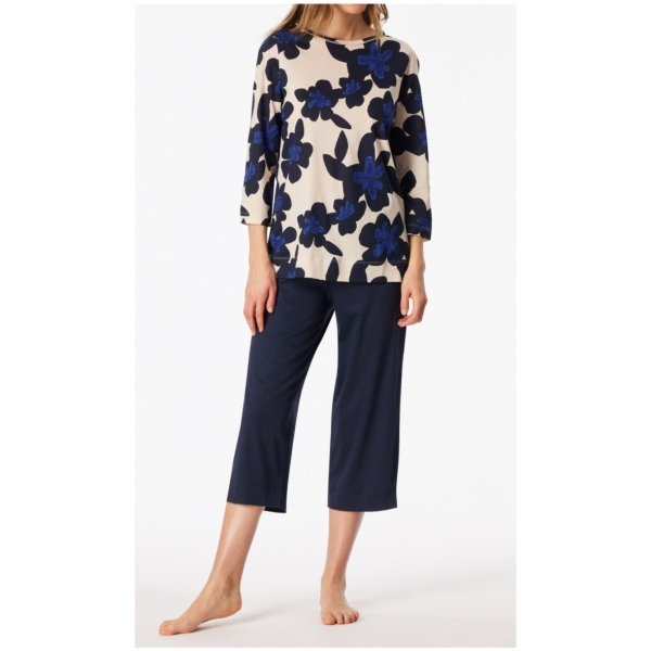 Schiesser Damen langer Schlafanzug Comfort Nightwear 3/4-lang