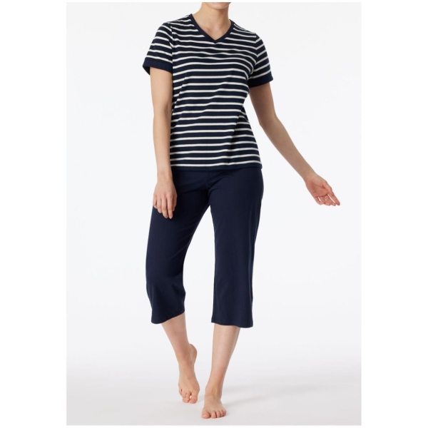 Schiesser Damen kurzer Schlafanzug Casual Essentials 3/4-lang