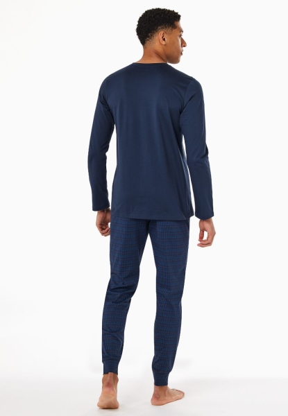 Schiesser Herren langer Schlafanzug Casual Essentials Pyjama lang