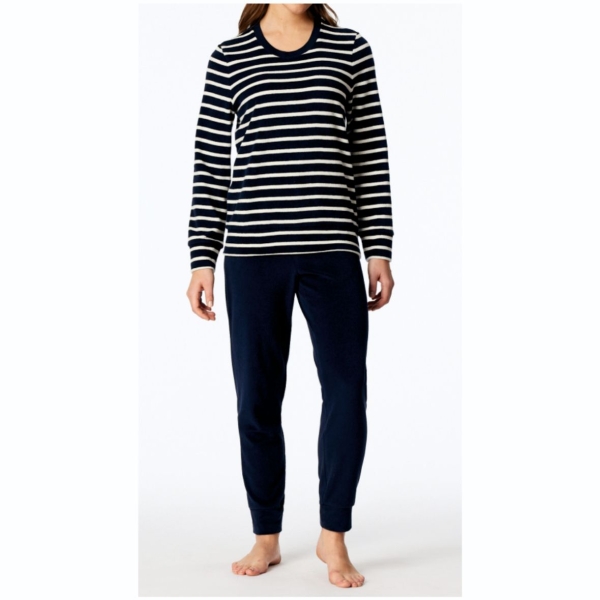 Schiesser Damen langer Schlafanzug Casual Essentials Frottee