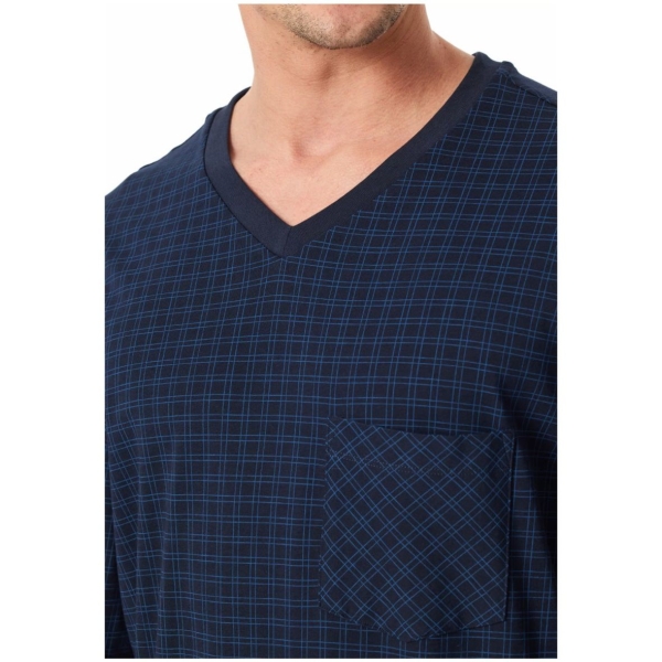 Schiesser Herren langer Schlafanzug Karos Comfort Essentials