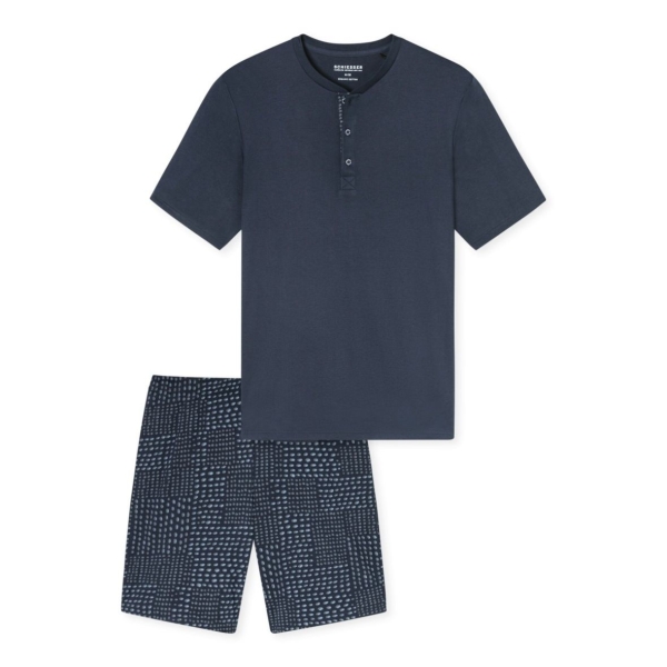 Schiesser Herren kurzer Schlafanzug mit Knopfleiste Nightwear