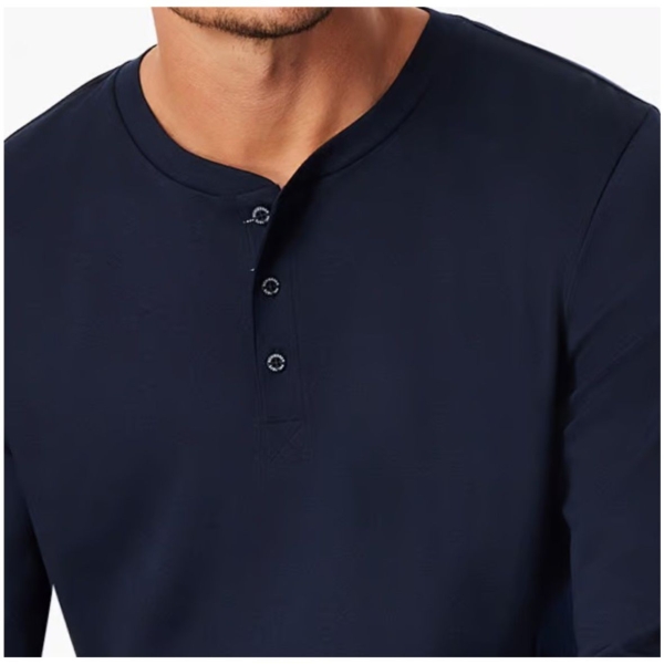 Schiesser Herren langer Schlafanzug Fine Interlock mit Knopfleiste