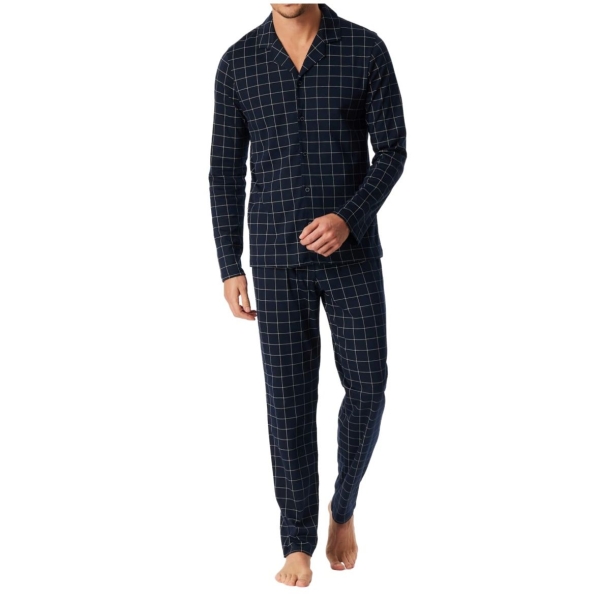 Schiesser Herren langer Pyjama Fine Interlock Schlafanzug