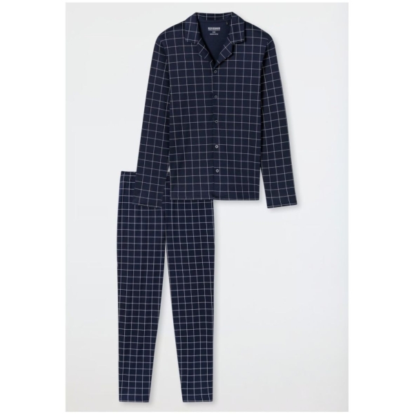 Schiesser Herren langer Pyjama Fine Interlock Schlafanzug