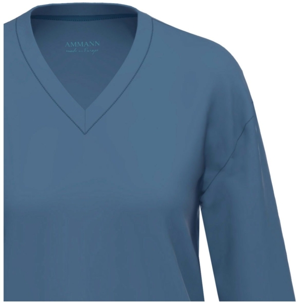 Ammann Damen langer Schlafanzug Modal Deluxe Pyjama lang