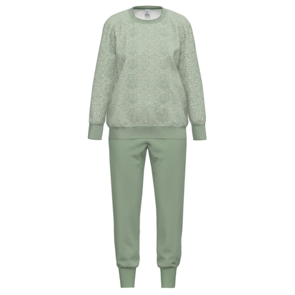 Ammann Damen langer Schlafanzug Nightwear Frottee Pyjama lang
