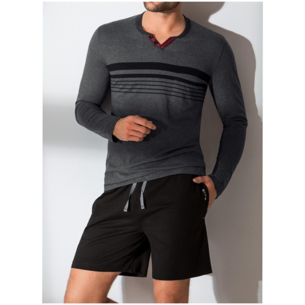 Cito Herren langarm Shirt Loungewear Schlafanzugoberteil 1/1 Arm