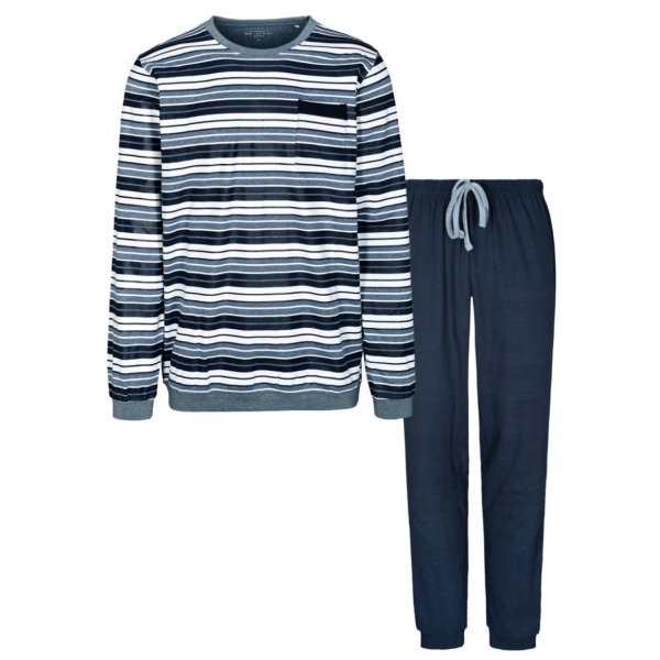Attention Herren langer Schlafanzug Cosy Interlock Pyjama lang