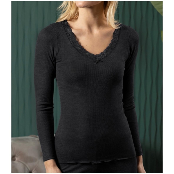 Nina von C. Wool Silk Langarm-Shirt Merinowolle/Seide