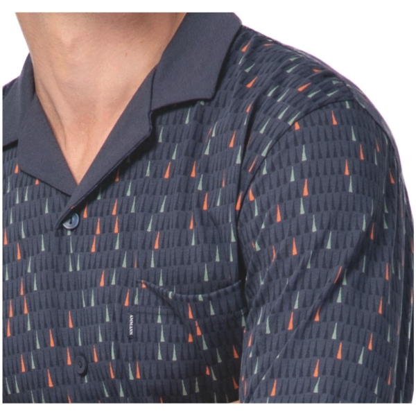 Ammann Herren langer Schlafanzug Nightwear Pyjama lang durchgeknöpft
