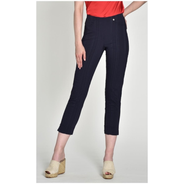 Robell Damen 7/8 Hose Bella 09 Slim fit Cotton mit Seersucker Struckturoberfläche