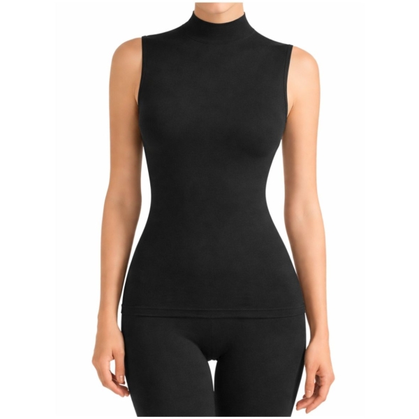 Pompadour Damen Unterhemd Intime Shirt ohne Arm mit Stehkragen Micro Modal