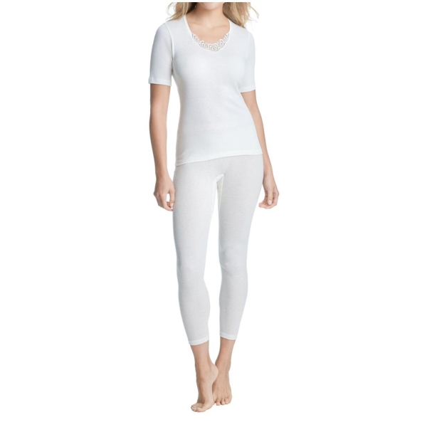 Sangora by Conta Damen halbarm Unterhemd Angora/Baumwolle Spenzer 1/4 Arm mit Spitze