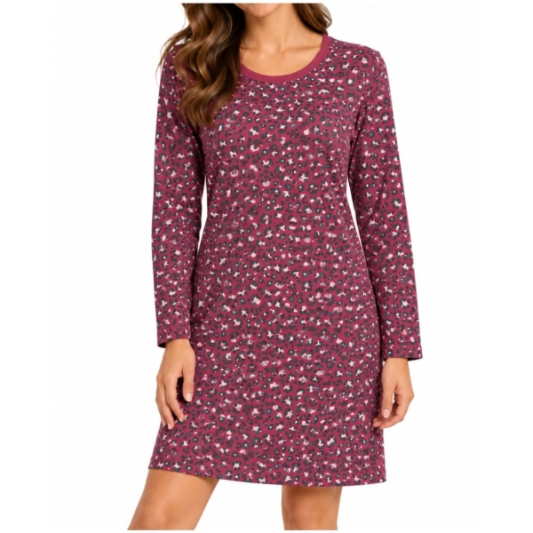 Pompadour Damen langarm Nachthemd Loungewear Sleepshirt
