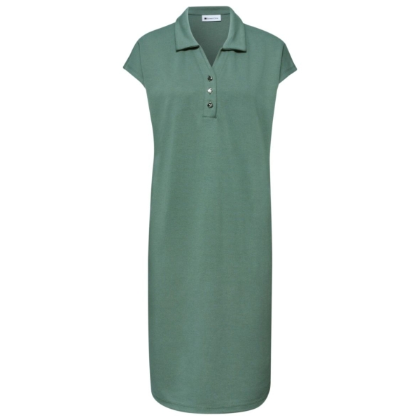 Street One Damen Kleid knielang Split Neck mit Kragen