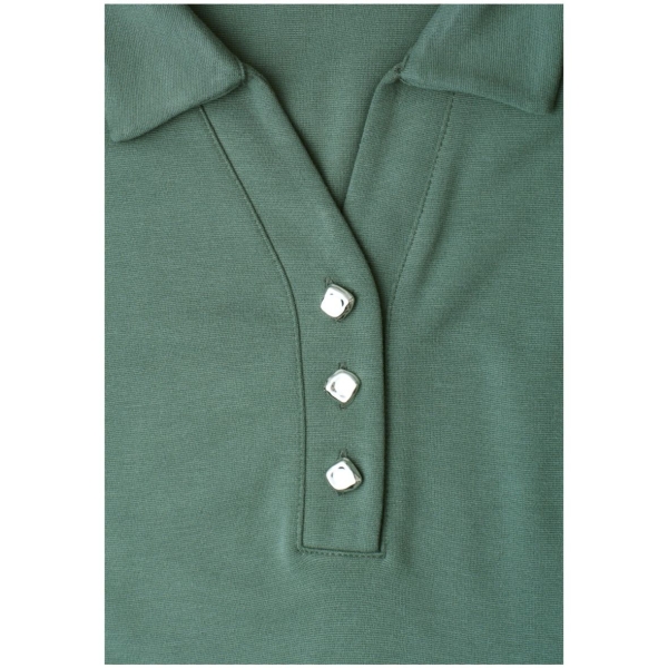 Street One Damen Kleid knielang Split Neck mit Kragen