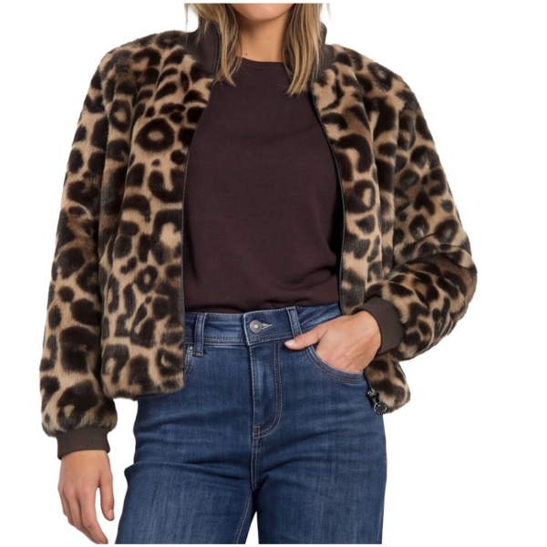 Street One Damen Blouson mit Leo-Print kurze Jacke Fake Fur