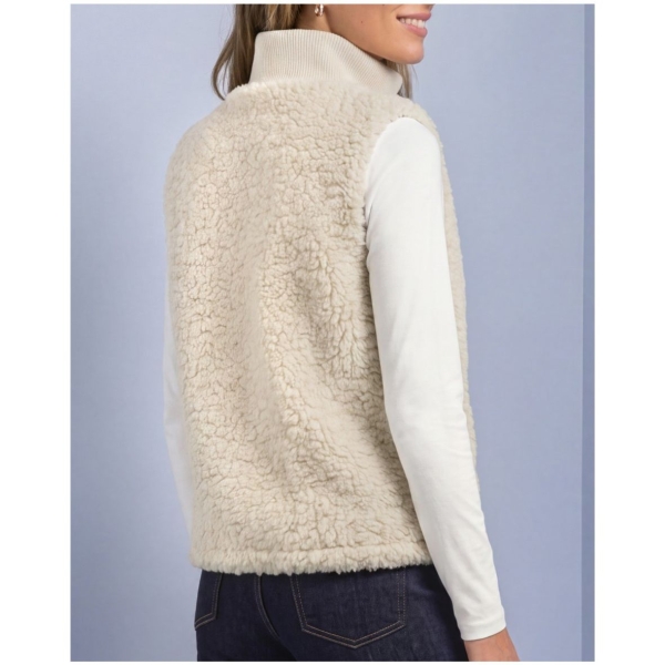 Street One Damen Weste mit Strickdetails Fake Fur