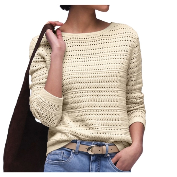 Street One Damen langarm Strickpullover mit U-Boot-Ausschnitt