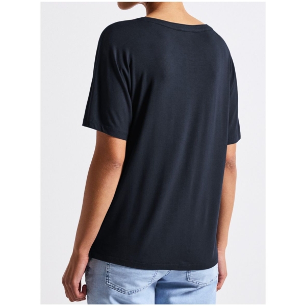 Street One Damen halbarm Shirt Tunika-Look Split Neck