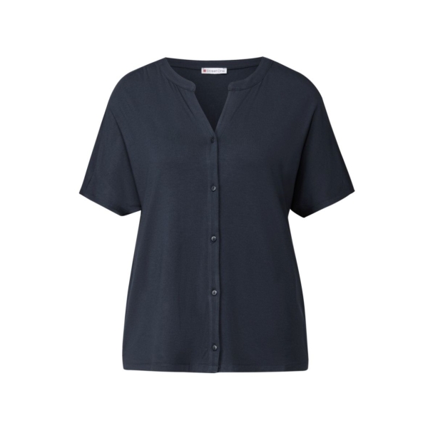 Street One Damen halbarm Shirt Tunika-Look Split Neck