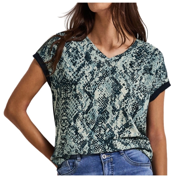 Street One Damen 1/4 Arm Shirt mit Snake Print V-Neck