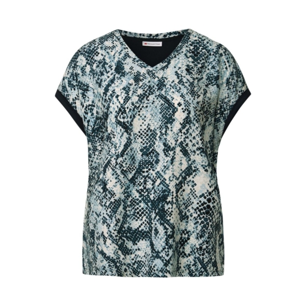 Street One Damen 1/4 Arm Shirt mit Snake Print V-Neck