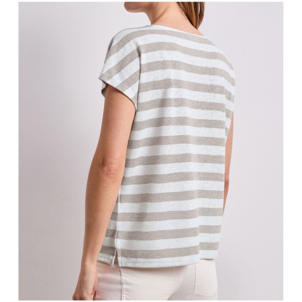 Street One Damen kurzarm Shirt Dropped Shoulder mit Glitzerdetails