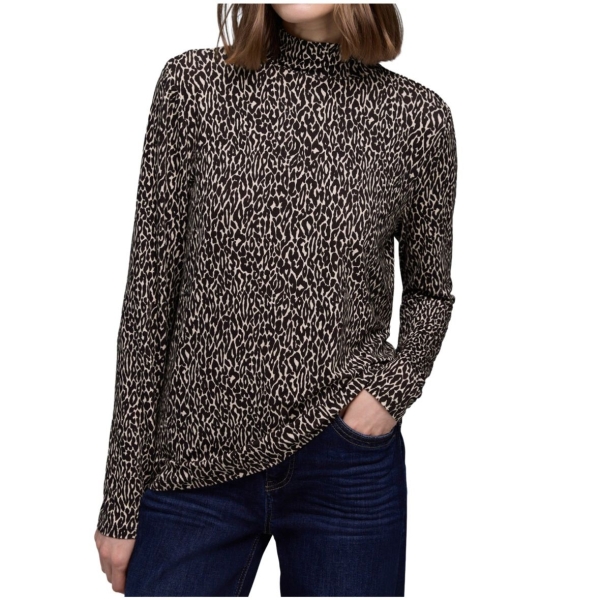 Street One Damen langarm Shirt Leo-Design mit Turtleneck