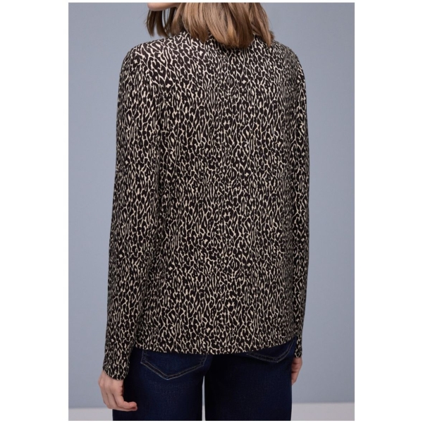 Street One Damen langarm Shirt Leo-Design mit Turtleneck