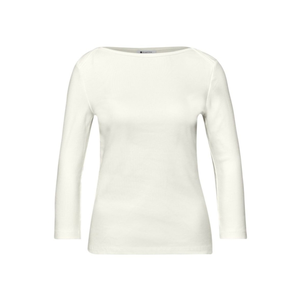 Street One Damen 3/4-Arm Shirt Basic Shirt Rippstruktur