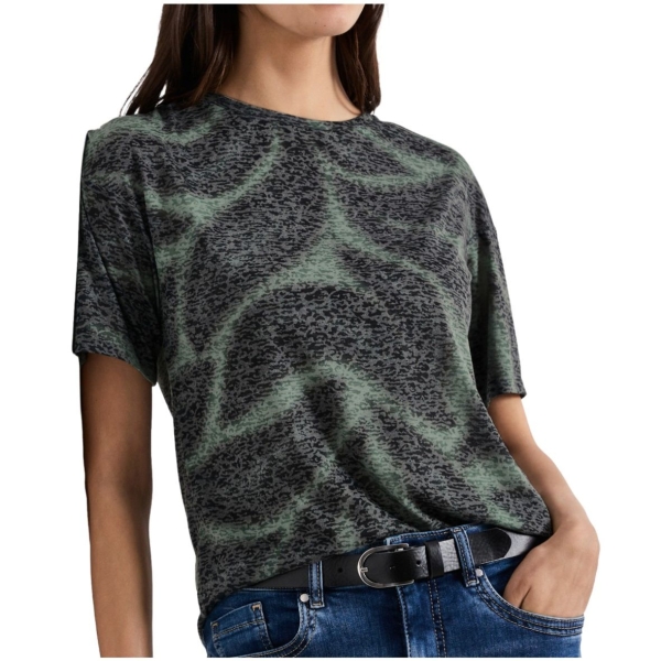 Street One Damen kurzarm Shirt Ausbrenner-Optik
