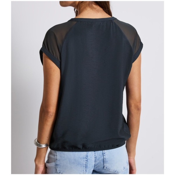 Street One Damen 1/4 Arm Bluse Mesh-Details Blusenshirt