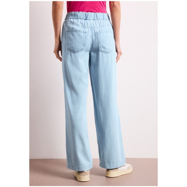 Street One Damen Jeans im Bleached-Look Wide Legs