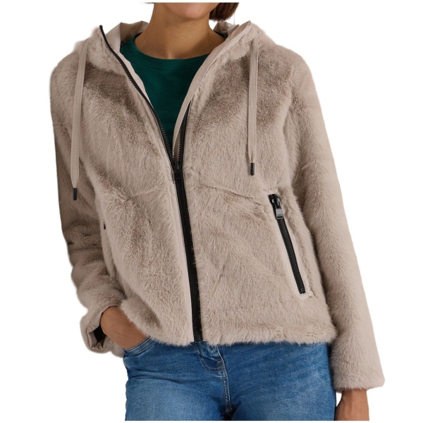 Cecil Damen kurze Jacke mit Softshelldetails Fake Fur
