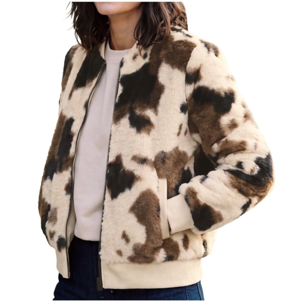 Cecil Damen Blouson mit Kuhmuster Fake Fur